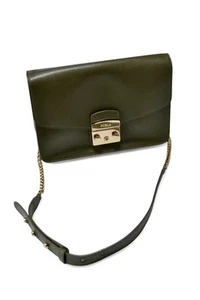 Furla Metropolis 100% Leather Khaki Shoulder Bag - Picture 1 of 12