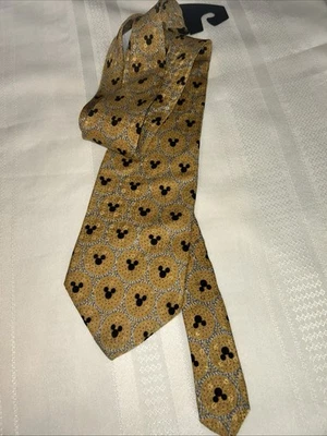 Corbata para hombre Walt Disney World orejas de Mickey Mouse 100 % seda dorada y negra Foto 1 de 4
