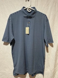 NWT Men's L Peter Millar Summer Comfort Blue Striped Golf Polo Shirt - Picture 1 of 4