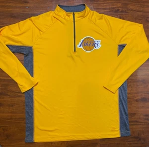 LOS ANGELES LAKERS  NBA TX3 Yellow 1/4 Zip Pullover Long Sleeve Sweatshirt SZ XL - Picture 1 of 11