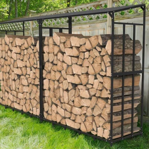 XL Kaminholzregal Außen Brennholzregal Stapehilfe Metall Holzlager mit Dach DHL - Bild 1 von 12
