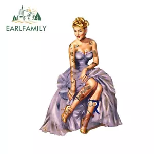 EARLFAMILY 5.1" Tattoed pin-up Handcuff Girl Car Sticker Windows Surfboard Decal - Picture 1 of 7