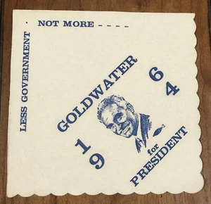 1964 BARRY GOLDWATER  POLITICAL CAMPAIGN COCKTAIL NAPKIN.RARE!! - Picture 1 of 7
