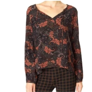 Sanctuary Top Bluse M Boho Blumen Billow Ärmel Paisley braun - Bild 1 von 10