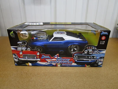 1969 Mustang Boss 302 MUSCLE MACHINES 1/18 Blue box Vote series Ford diecast - Image 1 of 4