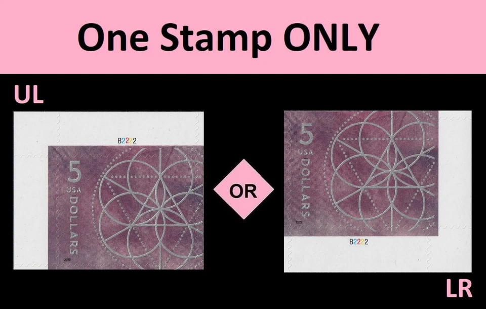 US 5701 Floral Geometry Purple $5 plate single B2222 MNH 2022 - Image 1 of 1