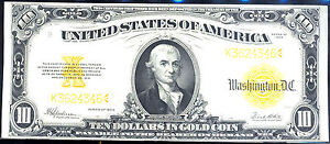 1922 $10 GOLD CERTIFICATE CRISP UNCIRCULATED