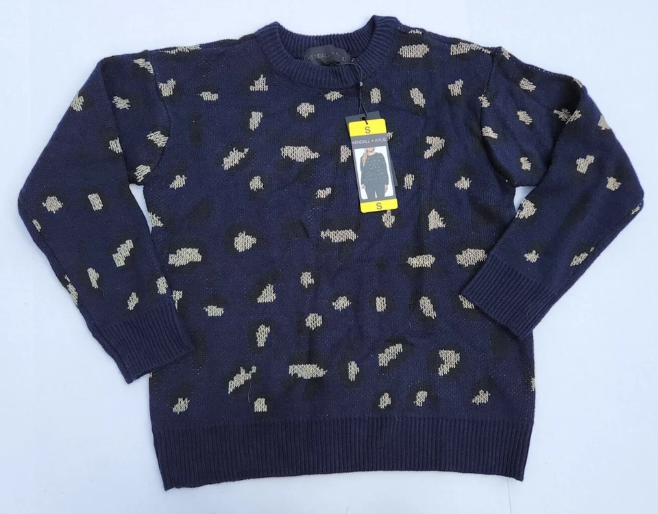 Kendall and Kylie Ladies Animal Print Sweater Black/silver Small