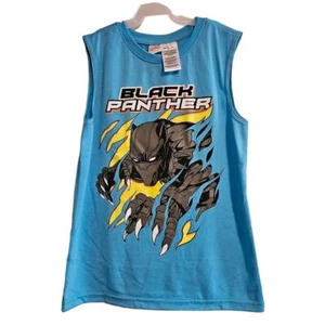 Children's Size 7 Marvel Avengers Spider-Man Black Panther Short sleeve tank top - Picture 1 of 4