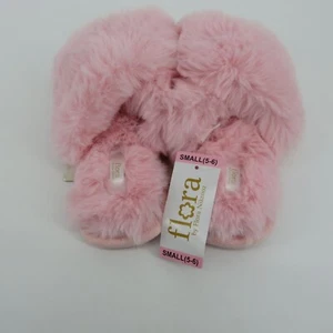 Flora By Flora Nikrooz Faux Fur Pink Crossband Womens Slippers S (5-6)... - Picture 1 of 6