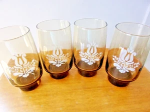 Pfaltzgraff Village 4 Glass Smoke Brown Tumblers - 5.5" Tall - Picture 1 of 3