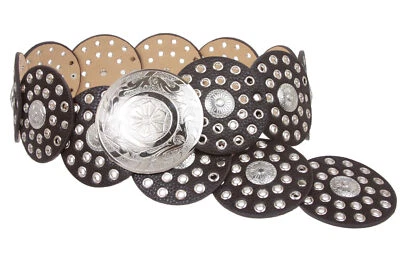 Cinturón de cuero concho disco boho de 3 1/2" (90 mm) de ancho para mujer Foto 1 de 4