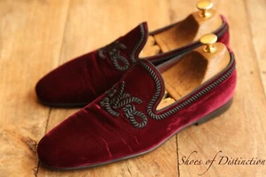 Louis Vuitton Burgundy Velvet LV Shoes Loafers Mens UK 6 US 7 EU 40 - Picture 1 of 11