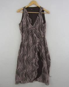 Events Dress Womens 2 | 12 Brown Pink Polka Dots Wrap Frill Sheer Event Work - Picture 1 of 18