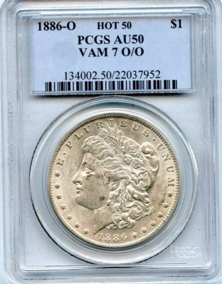 C9175- 1886-O VAM-7 O/O HOT 50 MORGAN DOLLAR PCGS AU50 - Image 1 of 3