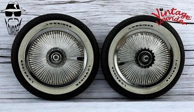 JUEGO DE RUEDAS DE BICICLETA 12" CROMO 144 RADIOS 14G CON NEUMÁTICOS LOWRIDER RASIED LETTER BRICK Foto 1 de 4