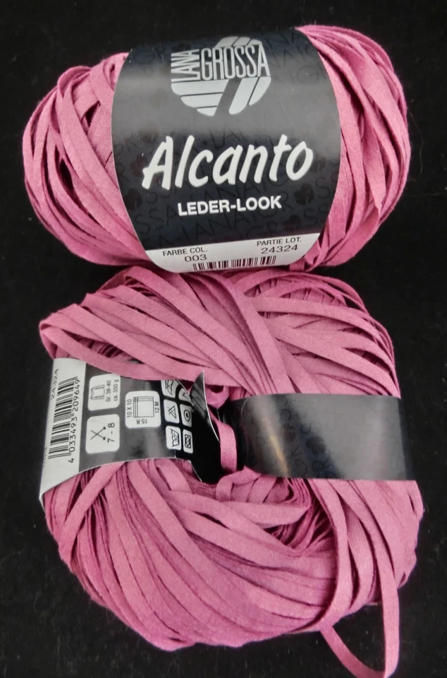 (159 €/kg): 50 g LG ALCANTO, Bändchengarn in Lederoptik, Fb.03 pink #2680 - Bild 1 von 1