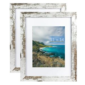 2Pack 11x14 Picture Photo Frame Wood Frame with Mat for 8x10 Gallery Wall Decor