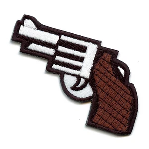Revolver Pistol Embroidered Iron On Patch - Picture 1 of 1