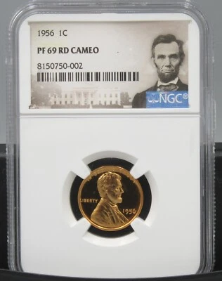 1956 Lincoln Cent NGC PF 69 RD Cameo -- RARE - Image 1 of 2