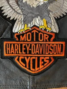 VTG HARLEY DAVIDSON LEATHER BLK VEST Sportster Embroidery Eagle Size 44 - Picture 1 of 10