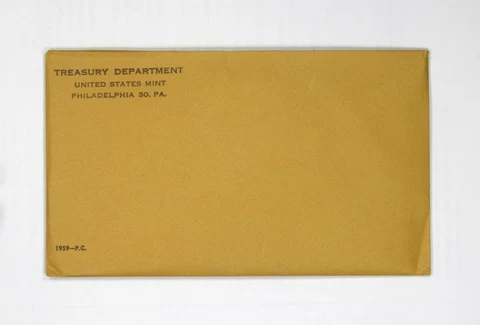 1959 U.S. Proof Set. Complete As Issued By The US Mint. Sealed/Unopened Envelope Cover