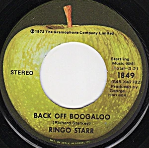 Back Off Boogaloo / Blindman  Ringo Starr  Apple/Gramophone 1849 NEVER PLAYED NM - Picture 1 of 5