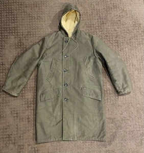De Colección Vellón Dorado Sherpa Parka Con Capucha Gabardina Verde Lona Chaqueta Para Hombres XL EE. UU. - Imagen 1 de 8