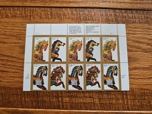 U.S. Scott #2976-79 Carousel Horses 32 Cent Plateblock Strip Of 10 MNH Stamps - Picture 1 of 1