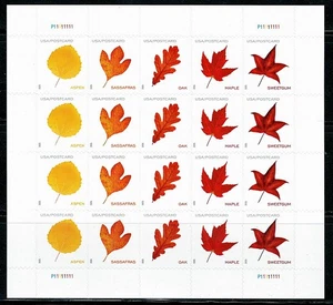 Mint US Postcard Rate Vibrant Leaves of 20 Stamps Scott# 5966-5970 (MNH) - Picture 1 of 1