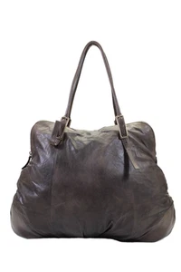 Brunello Cucinelli Womens Leather Gold Tone Zipper Closure Shoulder Handbag Brow - Picture 1 of 6
