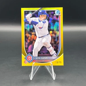 Seiya Suzuki 2025 Bowman Chrome #60 Yellow Refractor /75 Chicago Cubs - Picture 1 of 2