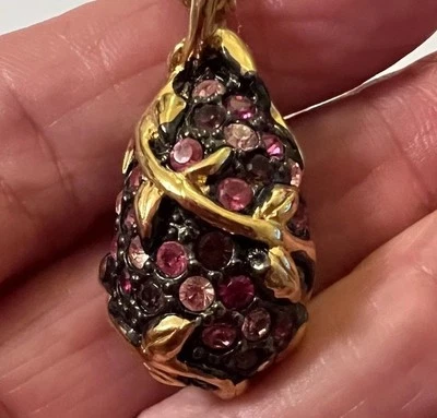 Joan Rivers Midnight Garden Pink & Purple Crystal Egg Pendant Necklace - Image 1 of 4