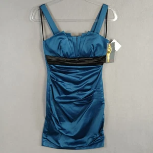 Ruby Rox Women's Mini Dress Size 5 Blue Satin Detail NWT - Picture 1 of 14