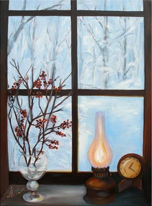 27" - WINTER LANDSCAPE_____ORIGINAL PAINTING by ANNA !! - Picture 1 of 1