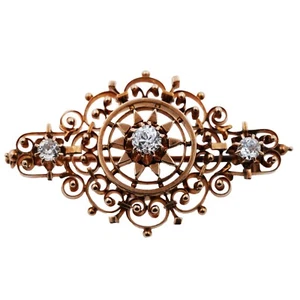 Brosche 585 Gold 14 Kt Rosegold Diamant Damen Wert 2150,- - Bild 1 von 5
