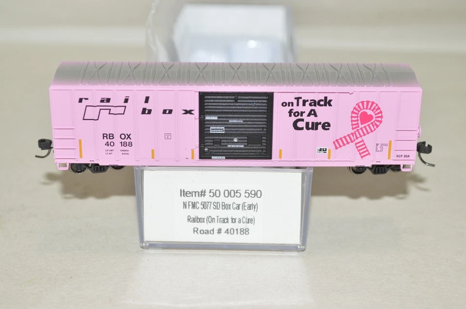 N scale Atlas TTX Railbox RBOX 50' FMC 5077 box car train PINK CANCER CURE - Image 1 of 1