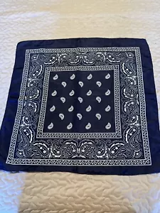 BANDANA Navy Blue Paisley 21" Square Very Good Condition - Picture 1 of 7