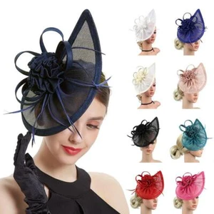 Women Hair Accessories Wedding Tea Party Mesh Headband Hair Clip Fascinator Hat - Picture 1 of 21