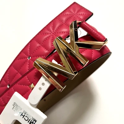 Новый с Ярлыками оригинальный MICHAEL KORS выстеганный с заклепками ремень прошитый X-Large золото логотип розовый - Изображение 1 из 4