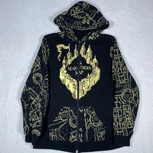 Harry Potter Kids Unisex XL Reversible Black Hooded Full Zip XL Marauders Map - Picture 1 of 7