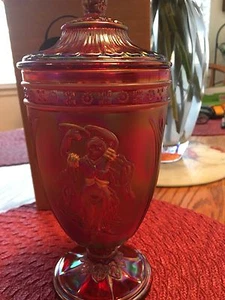 GORGEOUS FENTON CARNIVAL GLASS LARGE CANDY DISH RUBY RED! NEW IN ORIGINAL BOX - Picture 1 of 7