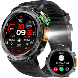 Smart Watch Bluetooth 1.45 Inch Black Rugged Case with Black Polyurethane Sport - Picture 1 of 12