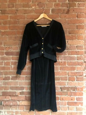 Sonia Rykiel Black Velour Skirt Suit - Size Medium  - Image 1 of 3