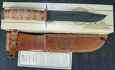 Case XX 1992 Combat Fighting Knife w/ USMC Leather Sheath Box Paper NOS USA A4 - Image 1 of 4