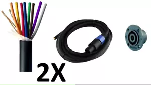 2X 8 WIRE SPEAK-ON 6FT CABLE CHUCHERO BOX LOUD SPEAKER, MIDS, TWEETERS W/ SOCKET - Picture 1 of 2