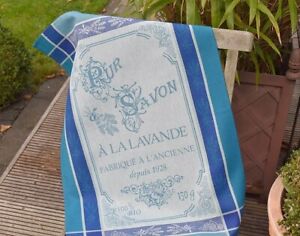 Tea Towel Cotton Jacquard 19 11/16x27 5/8in Blue Theme Lavender from France