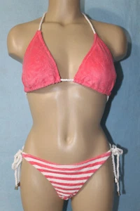 NEW Aeropostale Junior Girls Pink Terry Swimsuit Bikini Small See Measurements* - Picture 1 of 7
