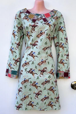 MADE 590 (Newtown) Cowboy & Cactus Cotton Vintage/Retro Styled Dress L (12-14) - image 1 of 4