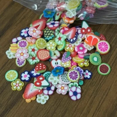 1000pc Tiny Clay Flowers Fruit Food Scrapbook beads flatback embellishment #2057 - image 1 of 3